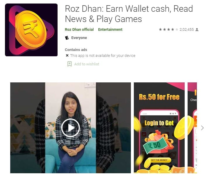 Roz Dhan - Money Earning App in India