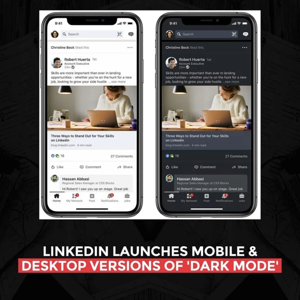 LinkedIn launches mobile and desktop versions of 'Dark Mode'