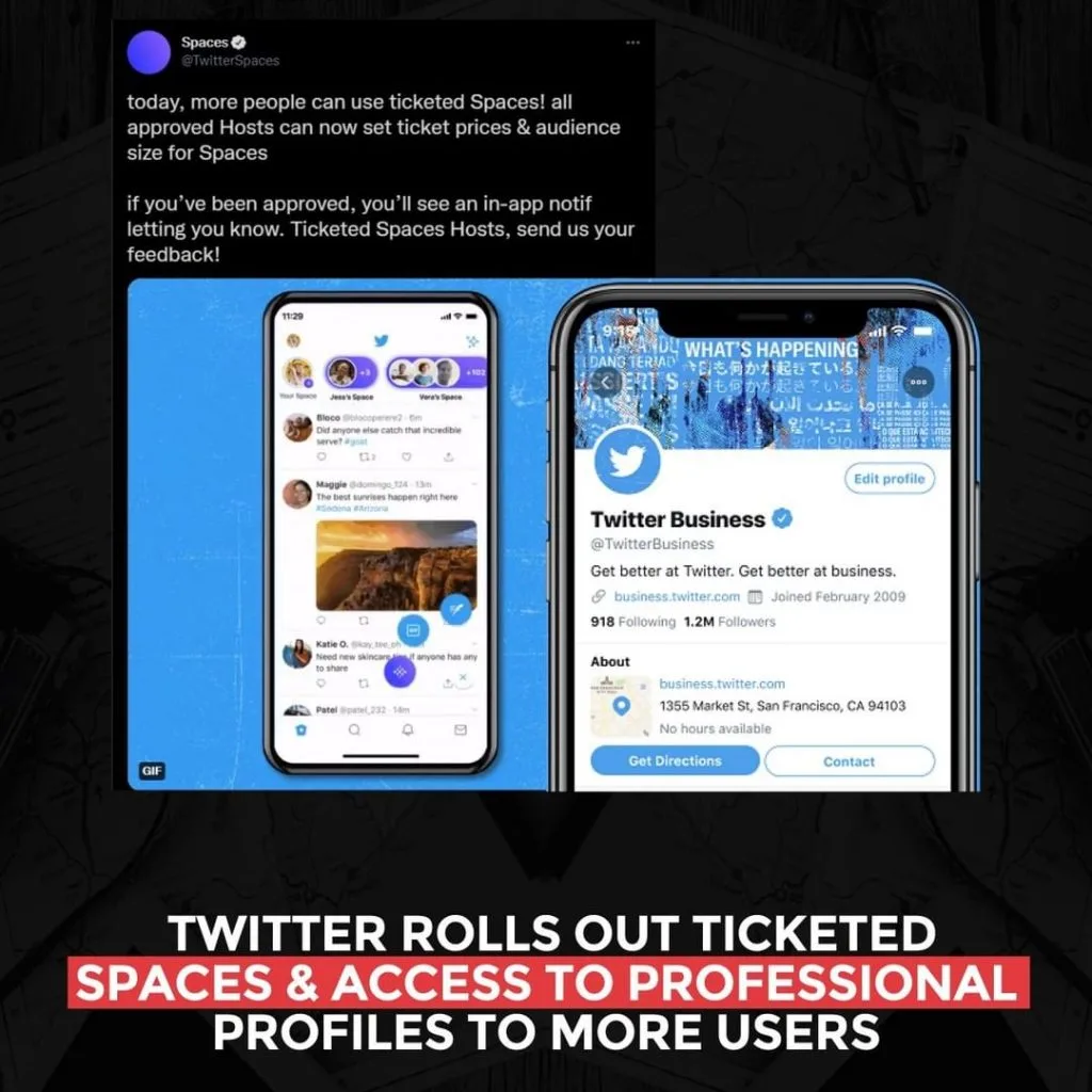 Twitter rolls out ticketed Spaces and access to professional profiles to more users